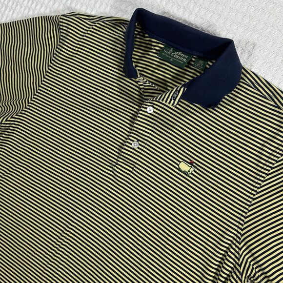 Masters Golf Polo Men’s Medium Authentic Amen Corner Navy Blue & Yellow Striped - Picture 1 of 10